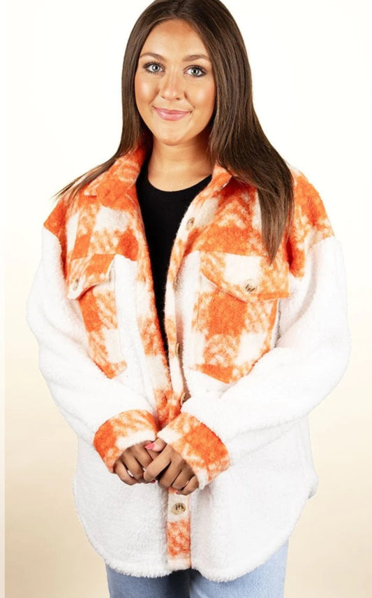 Orange/White Checkerboard Sherpa