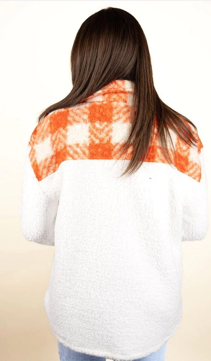 Orange/White Checkerboard Sherpa