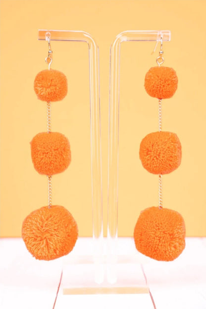 Tiered Pom Pom Earrings