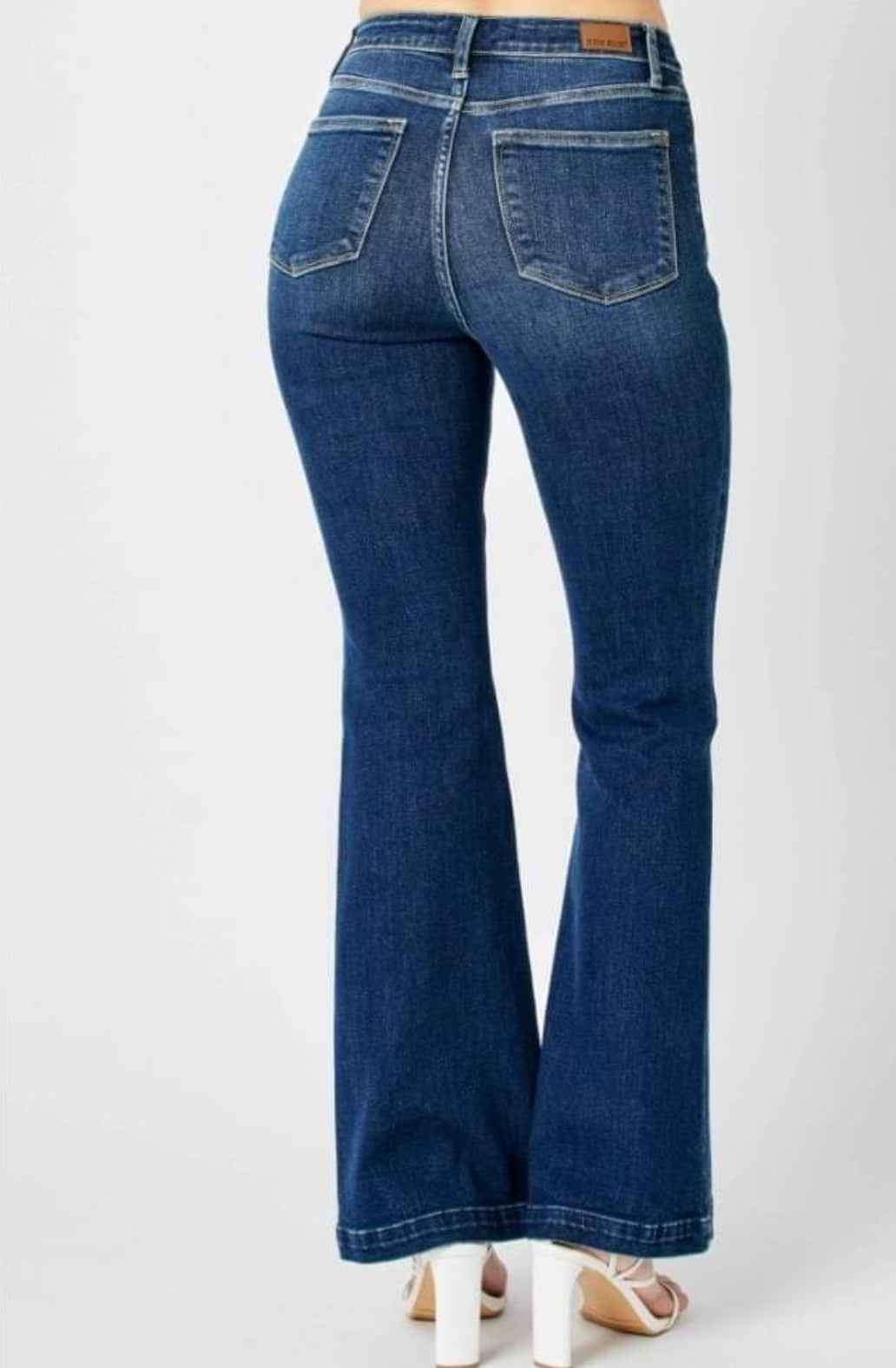 HW Angled Side Seam Detail Flare Jeans