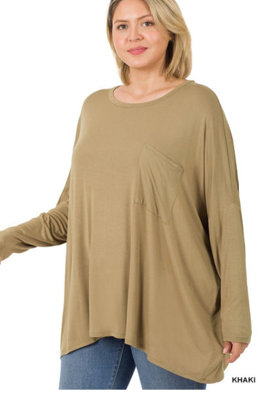 Khaki Front Pocket Top