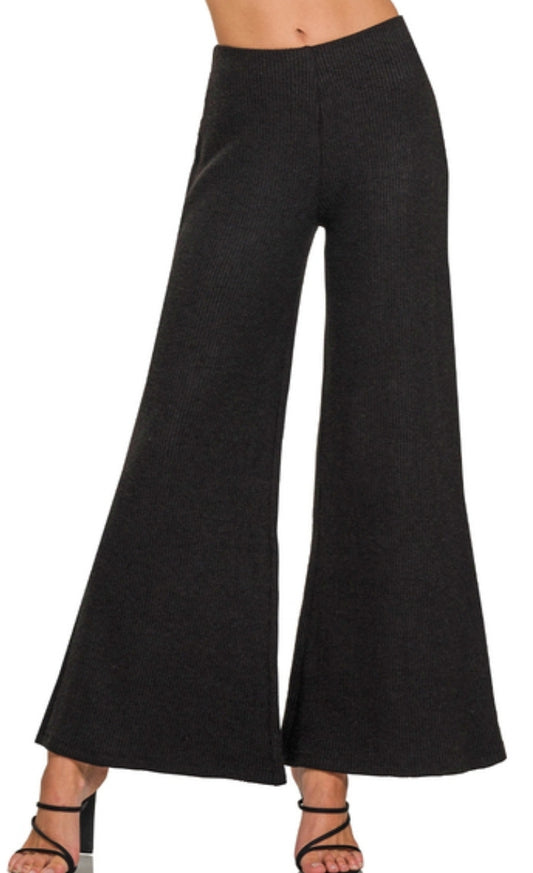 Black Wide Leg Knit Pants