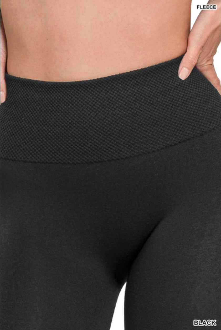 High Waist Diamond Band Fleece Leggings