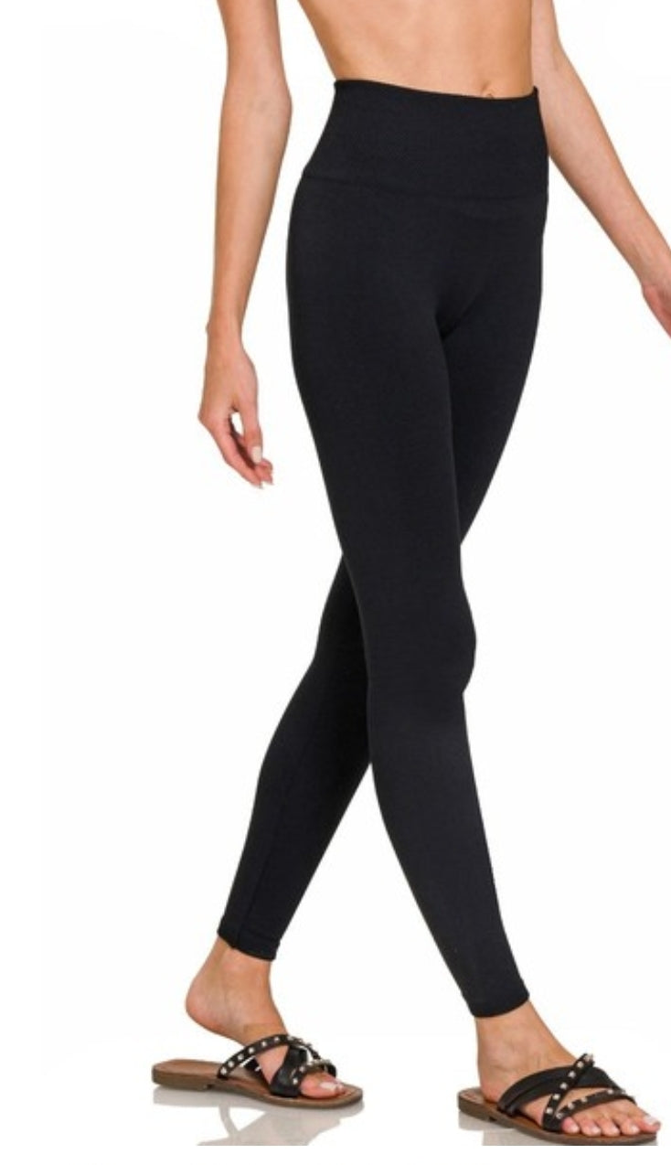 High Waist Diamond Band Fleece Leggings