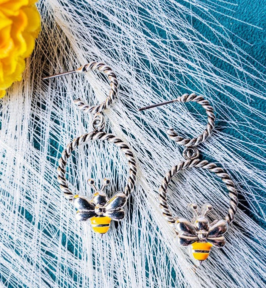Bee Linked Hoop Earrings