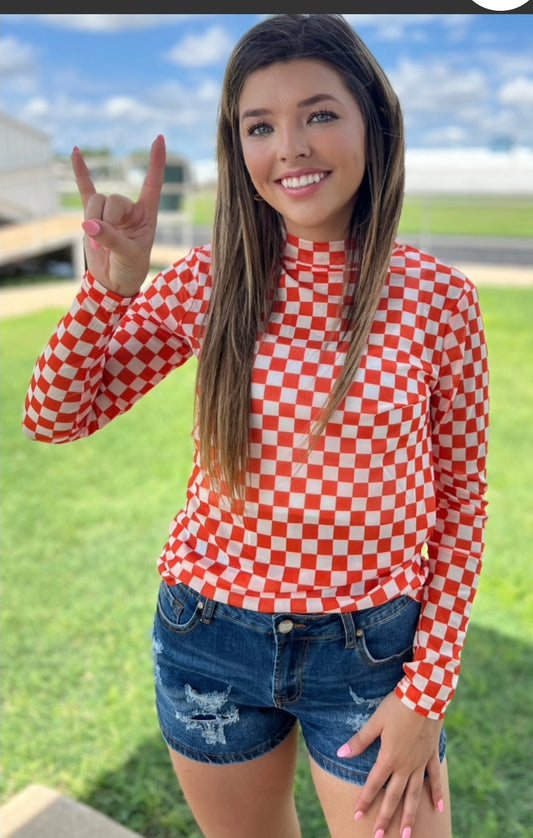 Pep Rally Checkerboard Mesh Top(PREORDER)