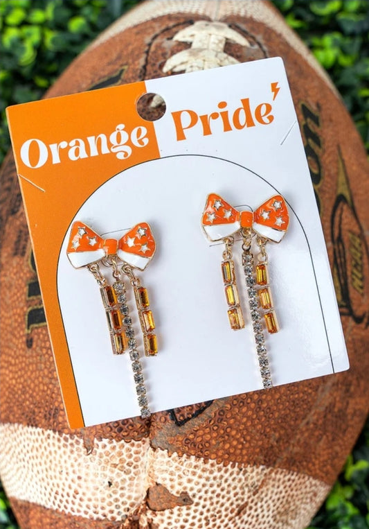 Orange Pride Bow Dangle Earrings
