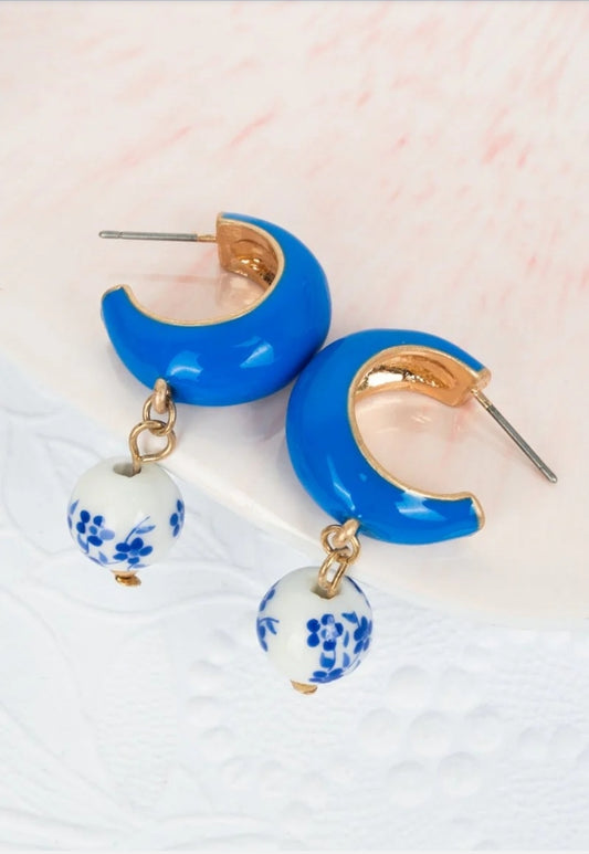 Blue Sunday Memories Hoop Earrings