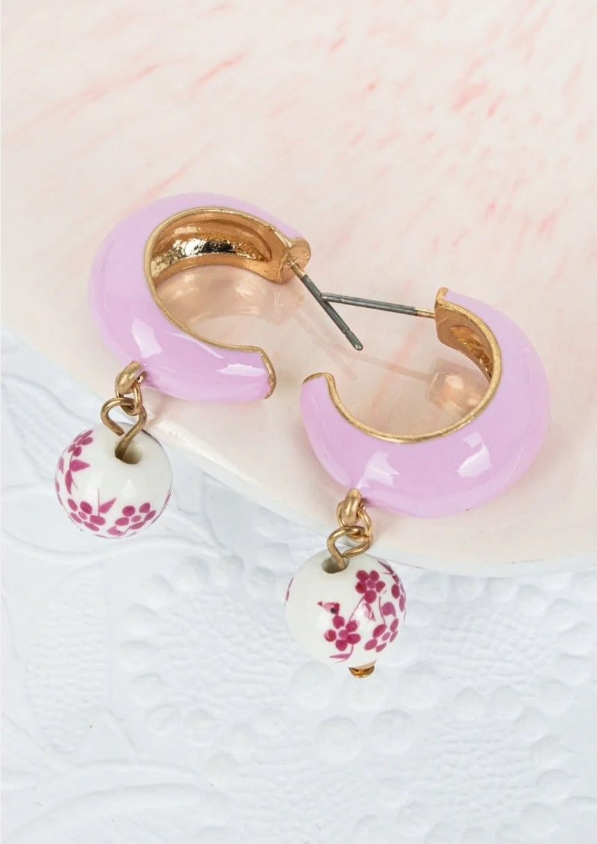 Pink Sunday Memories Hoop Earrings
