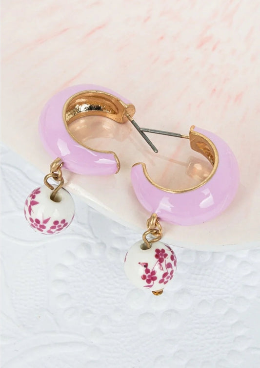Pink Sunday Memories Hoop Earrings