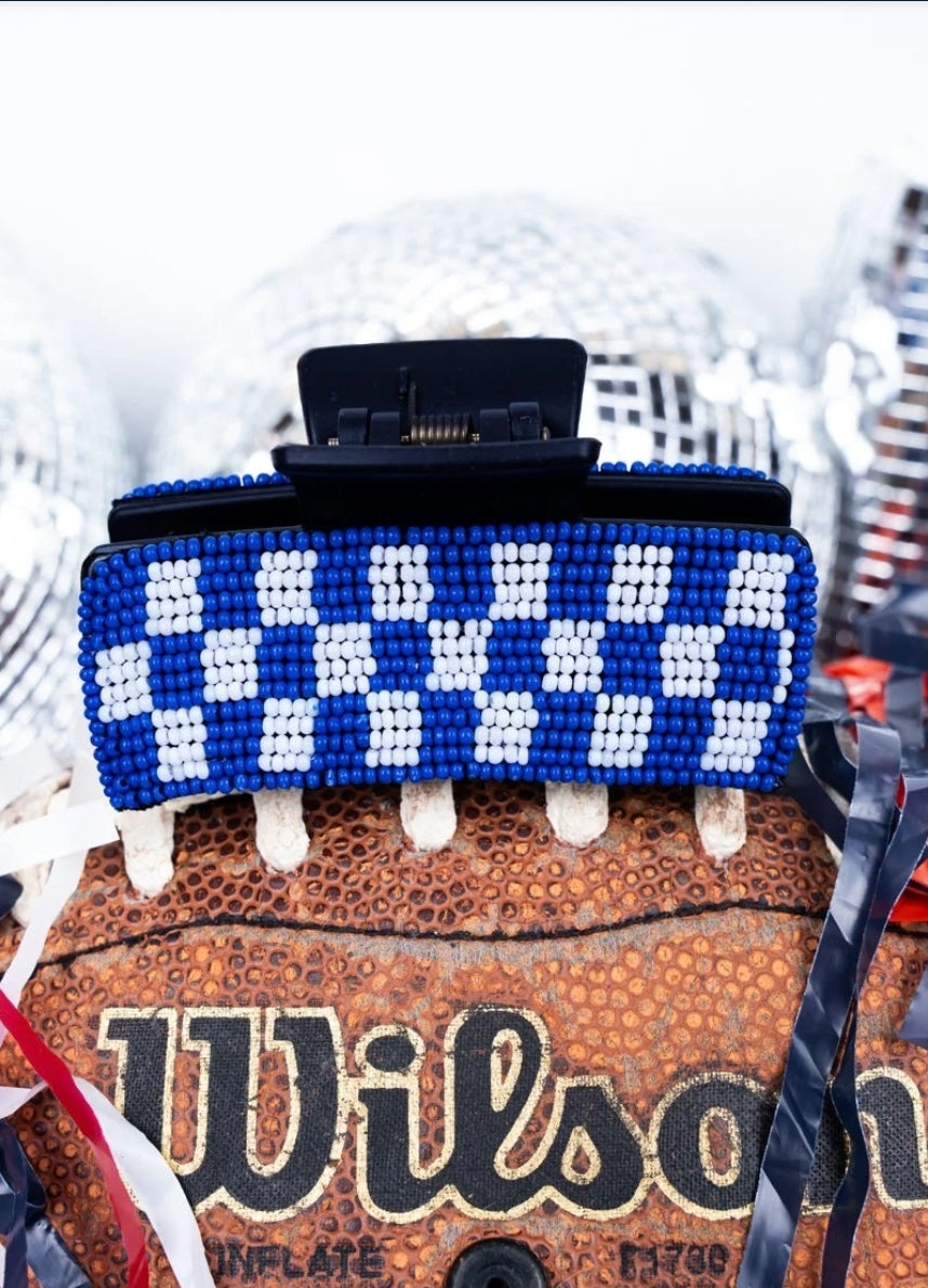 Checkered Seed Bead Hair Claw