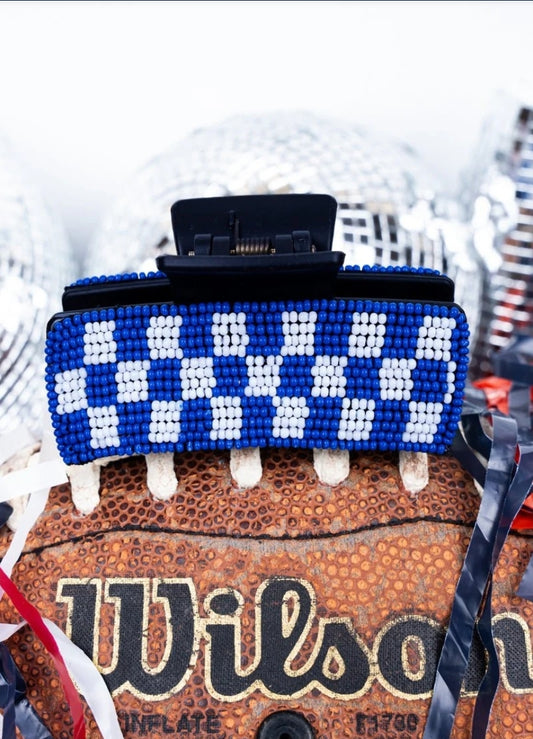 Checkered Seed Bead Hair Claw