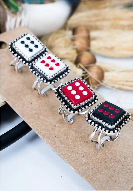 Fortune's Edge Dice Silvertone Rings