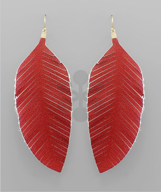 Leather Feather Earrings(PREORDER)