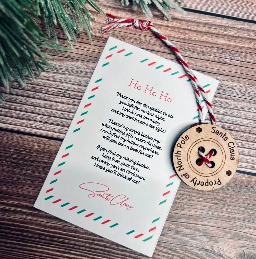 Santa Button Ornament