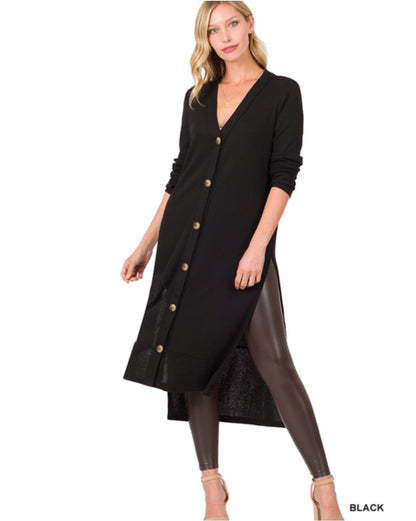 RIBBED LONG CARDIGAN