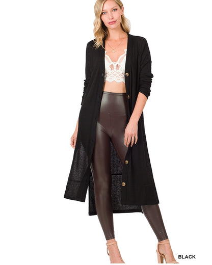 RIBBED LONG CARDIGAN