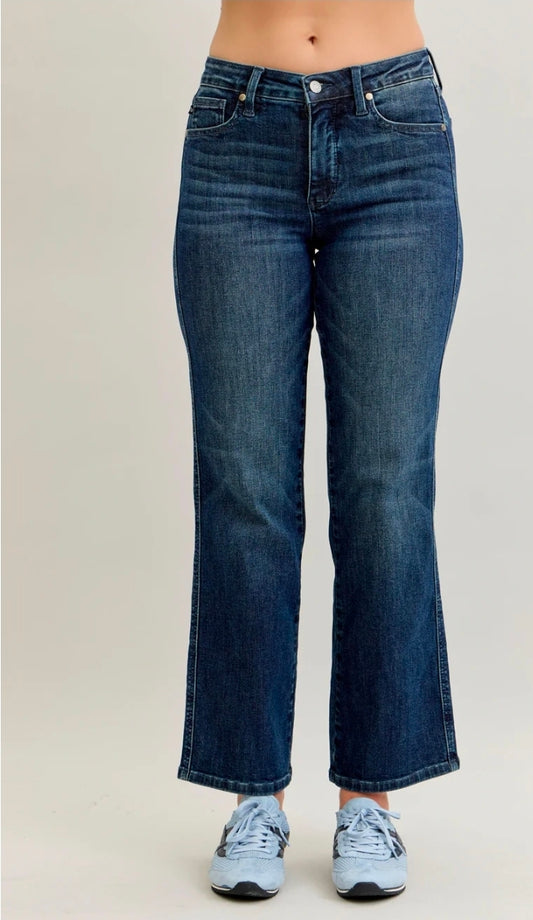 Petite Mid-Rise Straight Leg Jeans for Women JUDY BLUES