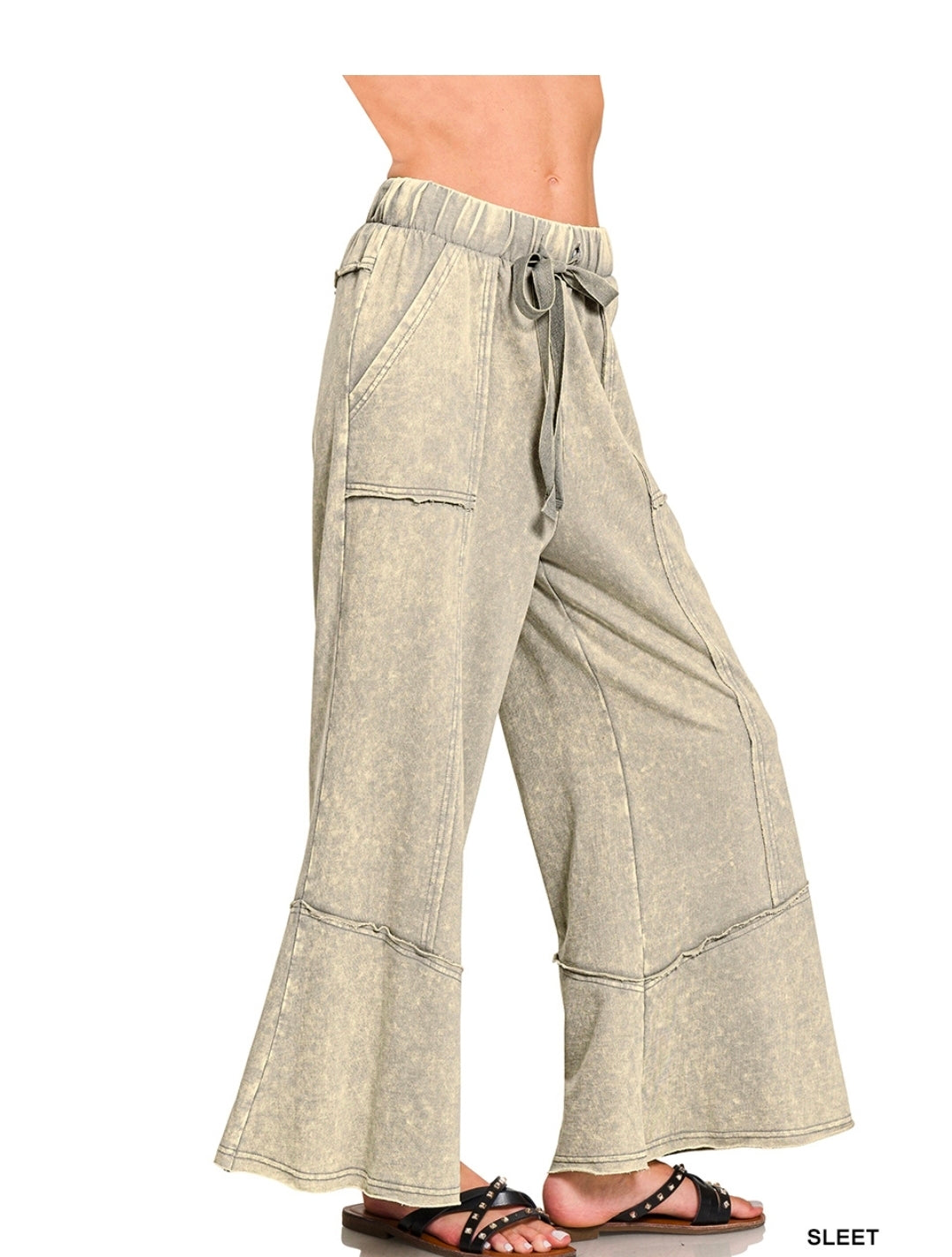 Exposed Seam Flare Hem Pants