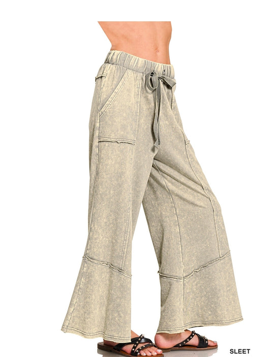Exposed Seam Flare Hem Pants