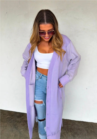 Spring Desi Sweatshirt Cardigan(PREORDER) Sage Green and Lavender in Stock in OS and PS
