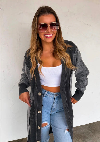 Spring Desi Sweatshirt Cardigan(PREORDER) Sage Green and Lavender in Stock in OS and PS