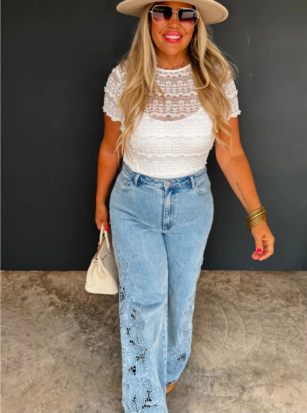 Floral Charm Wide Leg Jeans
