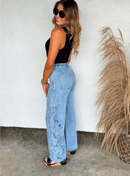 Floral Charm Wide Leg Jeans