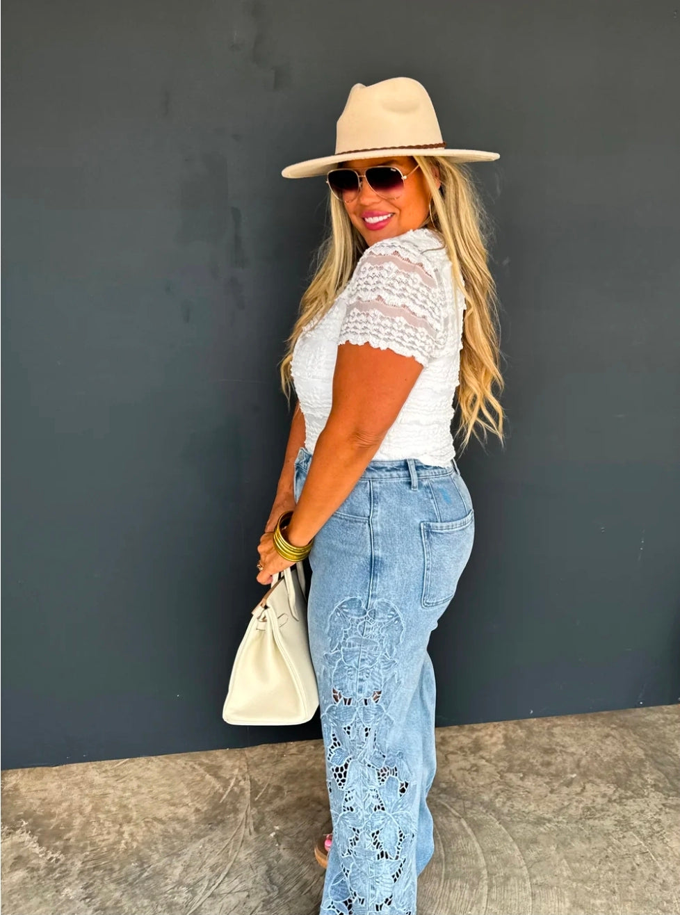 Floral Charm Wide Leg Jeans