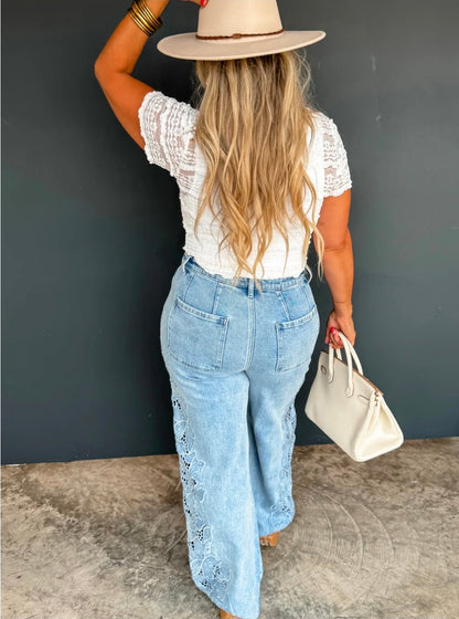 Floral Charm Wide Leg Jeans