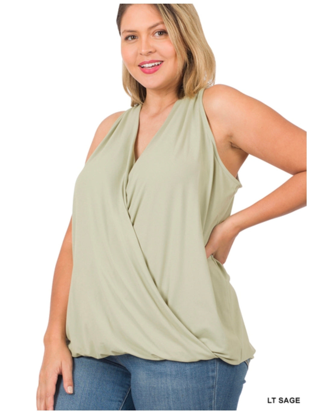 Brushed Dty Surplice Halter Top