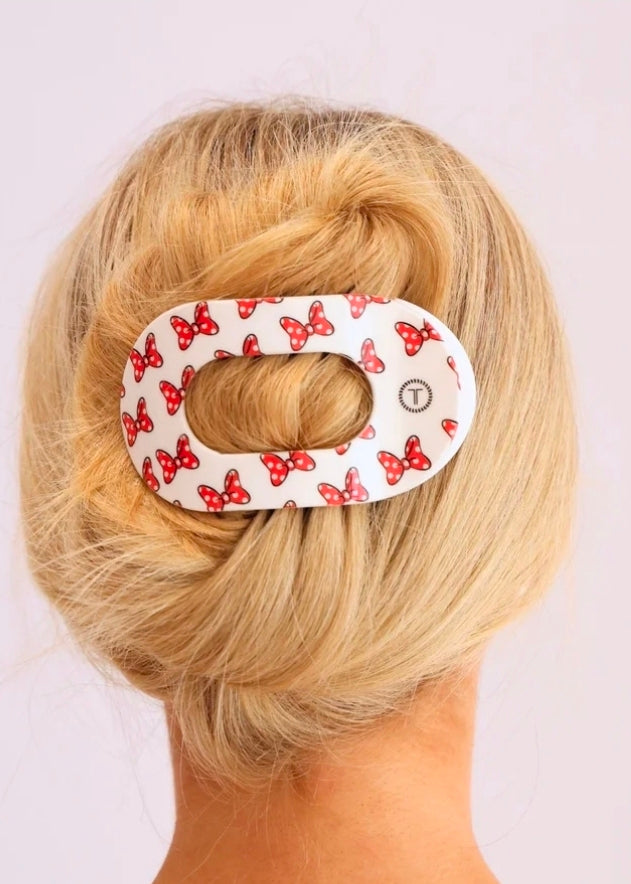 Minnie Mouse Loves Her Bows-Flat Round Teletie Hair Clip