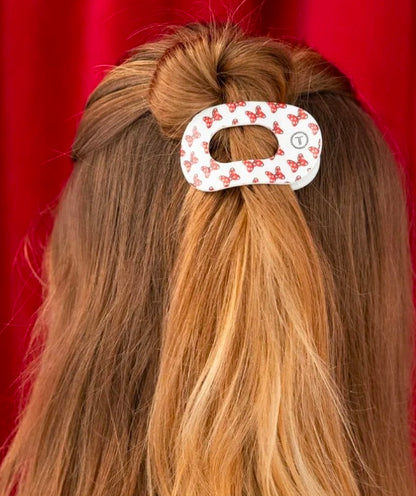 Minnie Mouse Loves Her Bows-Flat Round Teletie Hair Clip