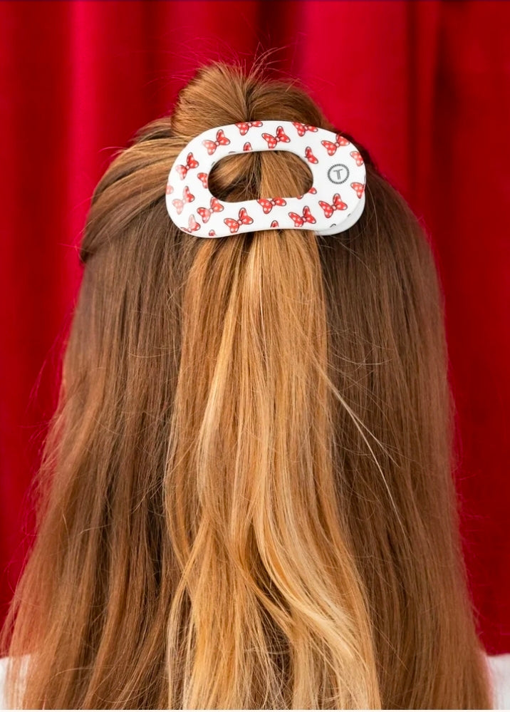 Minnie Mouse Loves Her Bows-Flat Round Teletie Hair Clip