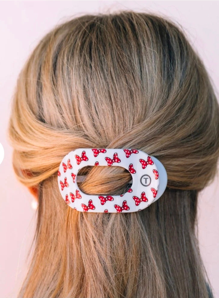 Minnie Mouse Loves Her Bows-Flat Round Teletie Hair Clip