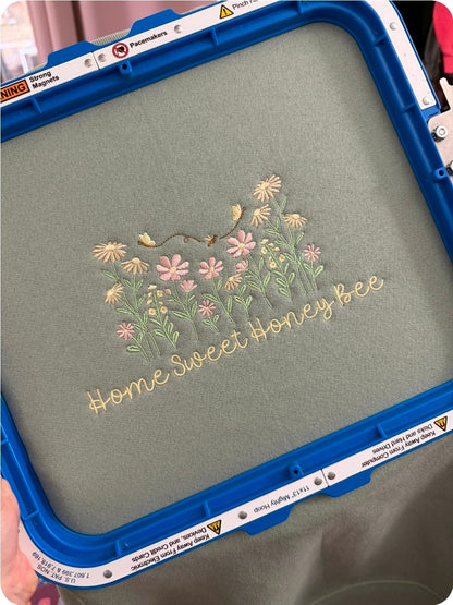 🐝🌸Embroidered Home Sweet Honey Bee Floral Sweatshirt (PREORDER)🐝🌸