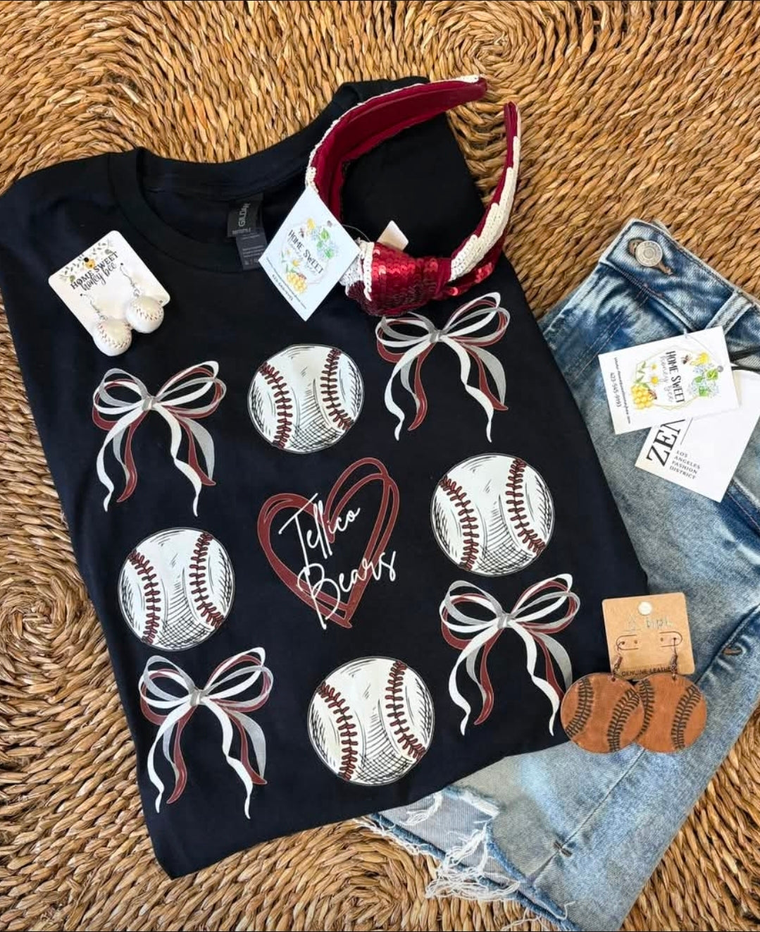 Tellico Bears Baseball Bow Collage Tee(PREORDER) TAT-7/10 bd