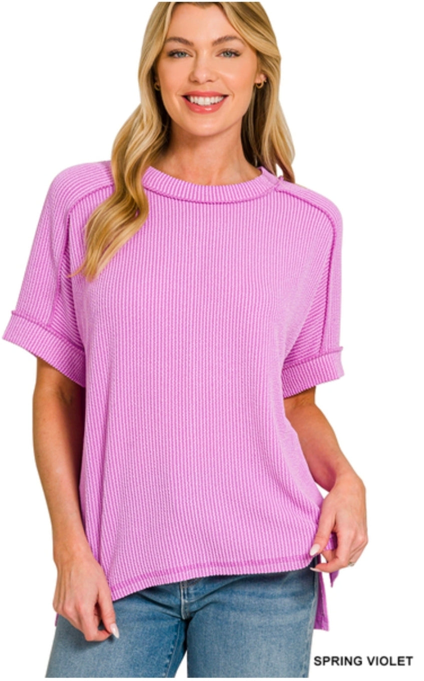 Raised Ribbed  Short Sleeve Tees