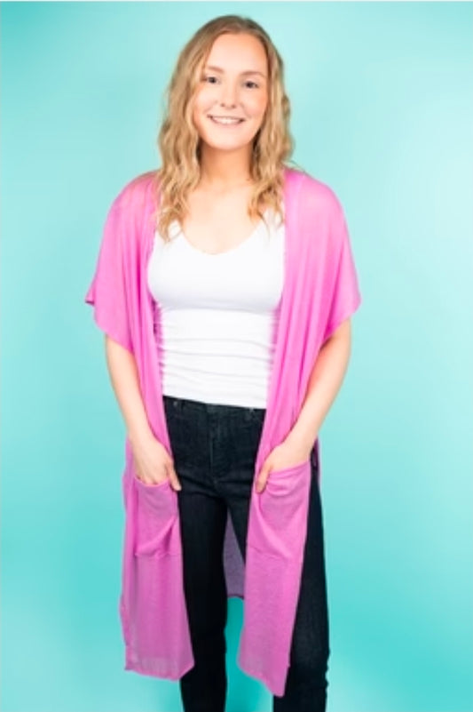 Hot Pink Ribbed Jersey Vest