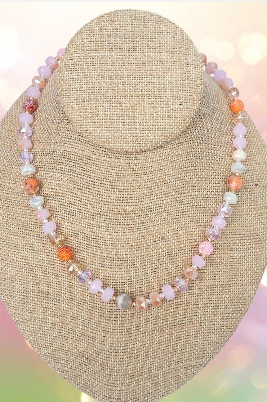 Light Rose Beaded Monaco Mood Toggle Necklace