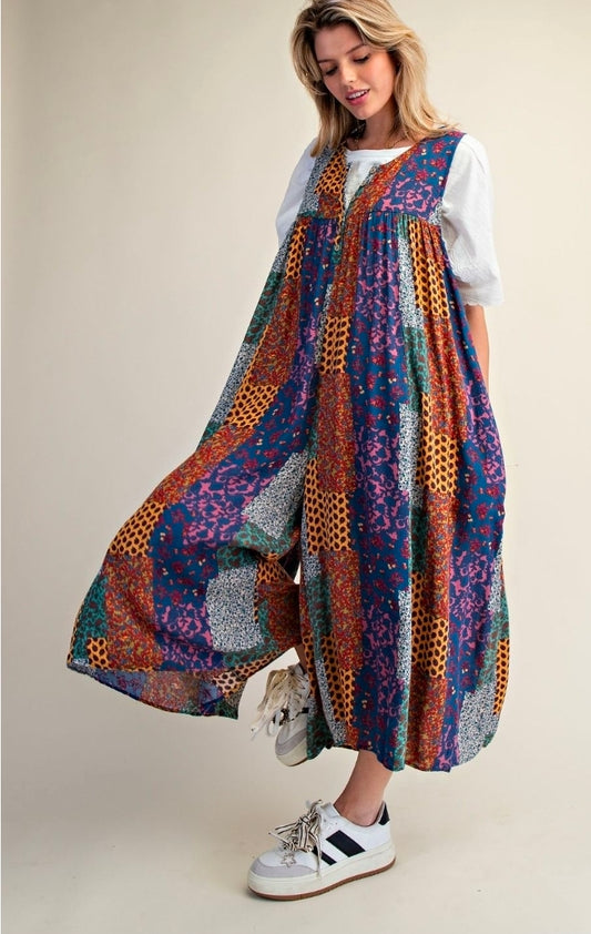 Easel Patchwork Printed Jumpsuit(PREORDER)ETA LATE MAY