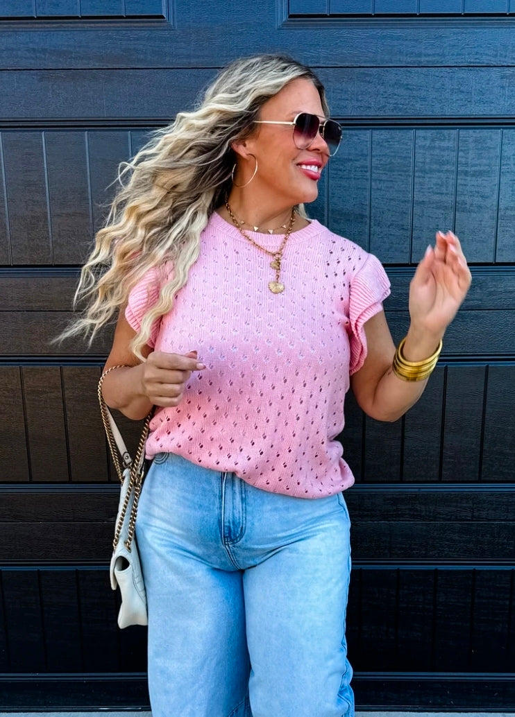 RUFFLE SLEEVE SWEATER TOP