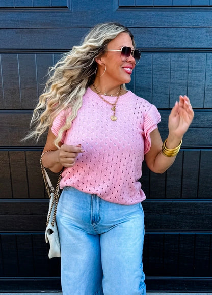 RUFFLE SLEEVE SWEATER TOP