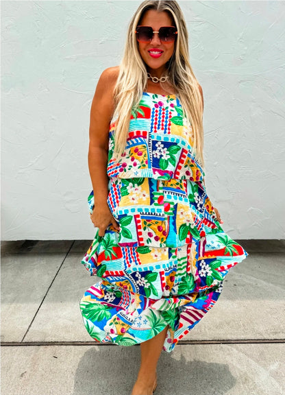 SUMMER IN BARCELONA RUFFLE DRESS