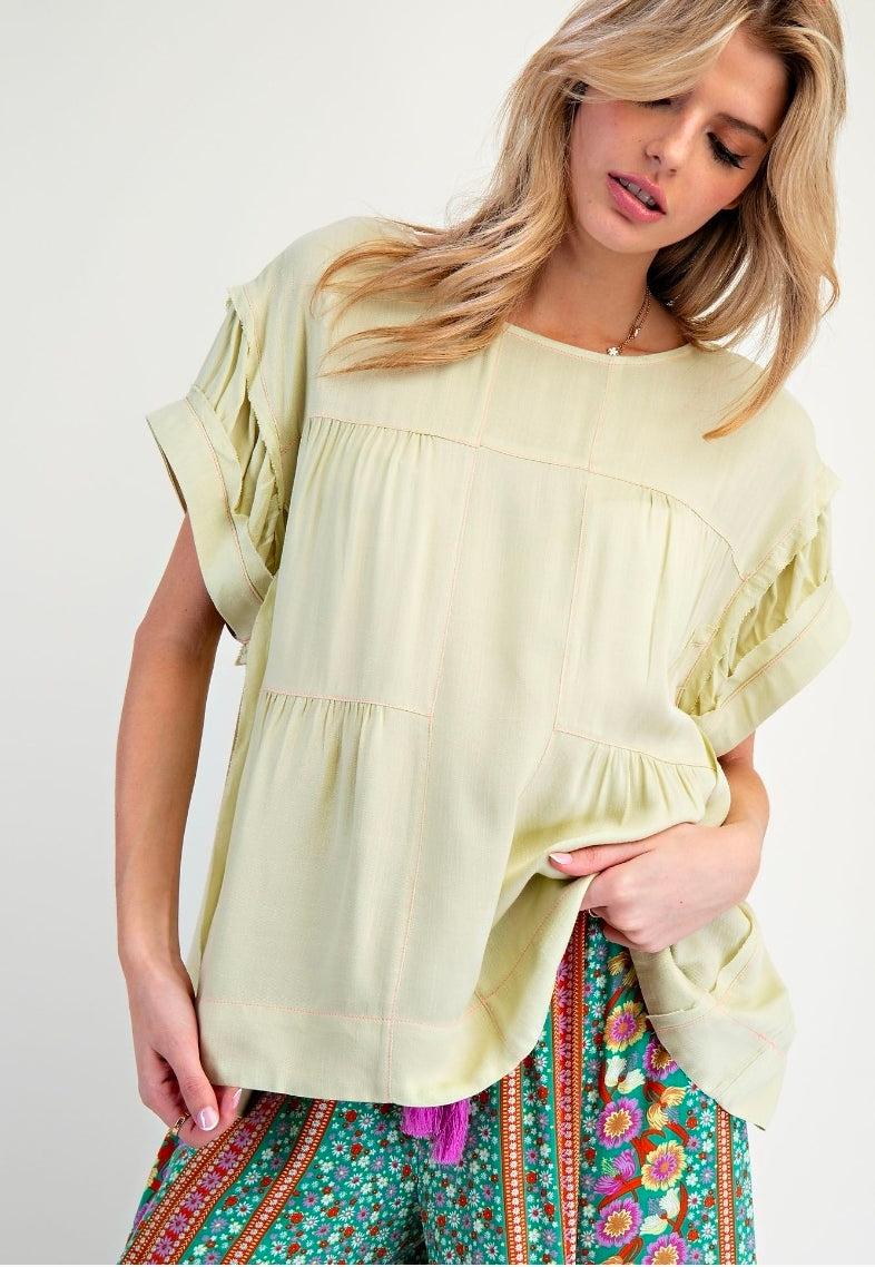 Babydoll Short Sleeve Woven Top(PREORDER)