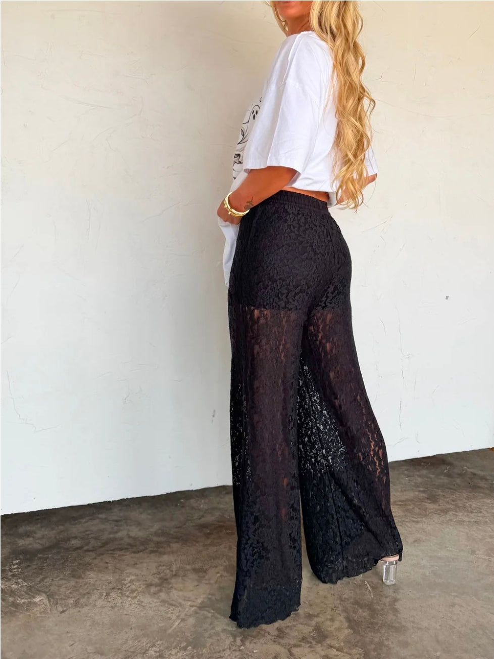 Floral Lace Wide Leg Pants(PREORDER) ETA-EARLY/MID SEPTEMBER