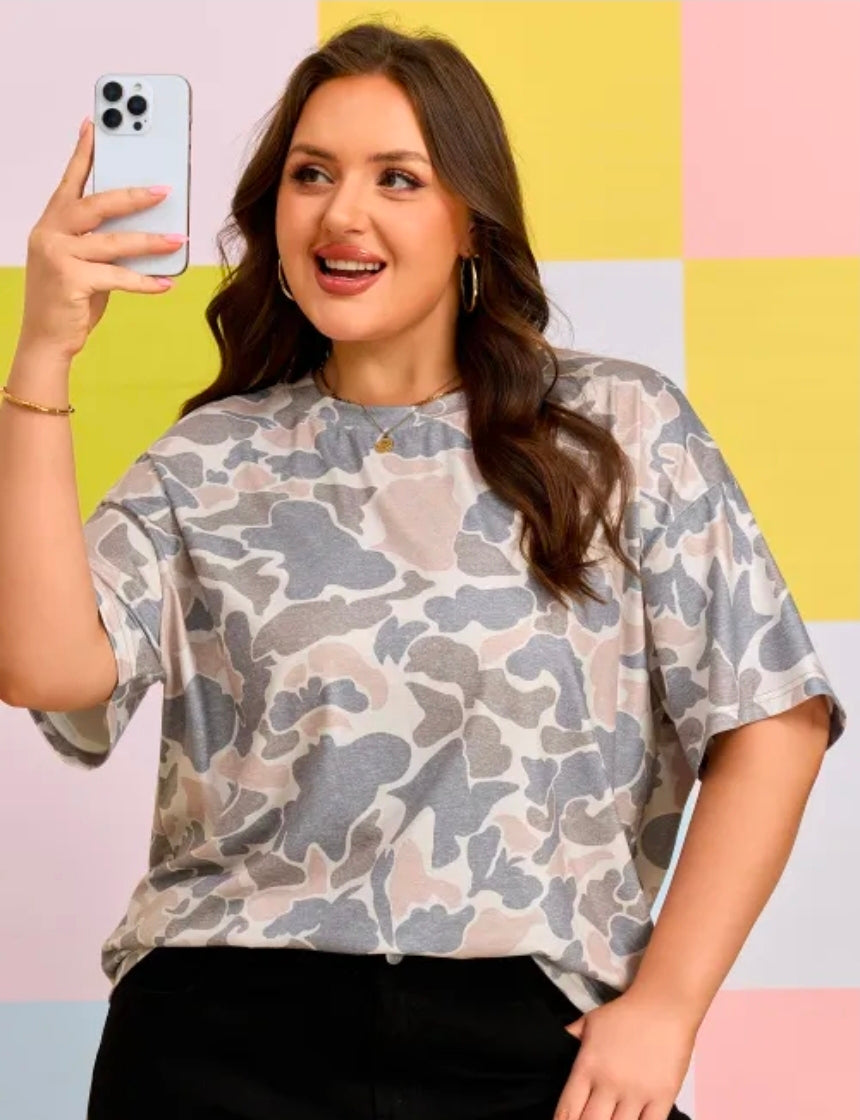 Retro Camo Print Top
