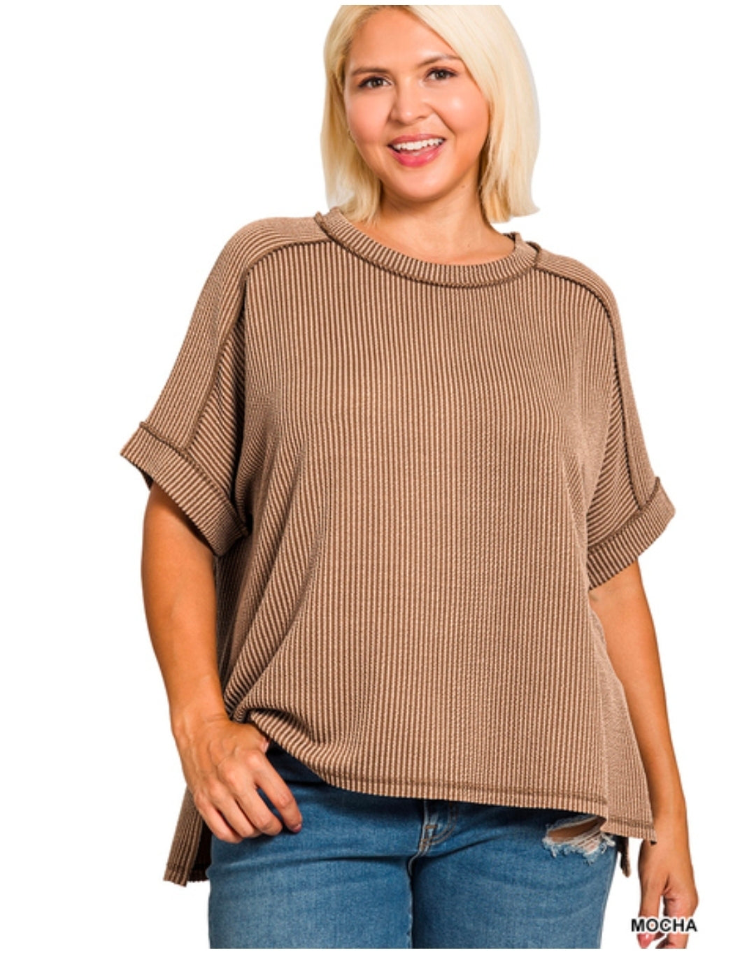 Raised Ribbed  Short Sleeve Tees