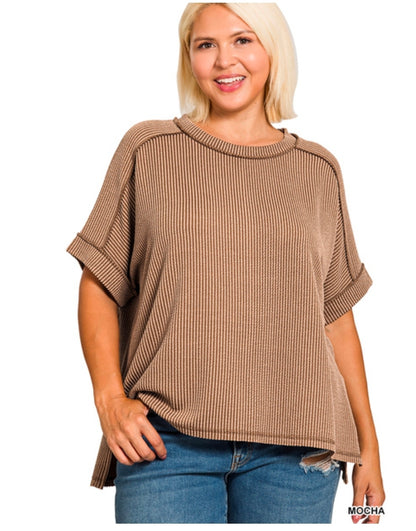 Raised Ribbed  Short Sleeve Tees