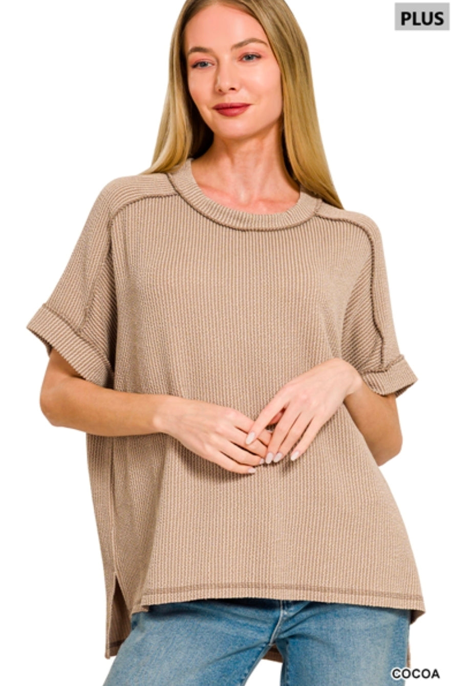 Raised Ribbed  Short Sleeve Tees
